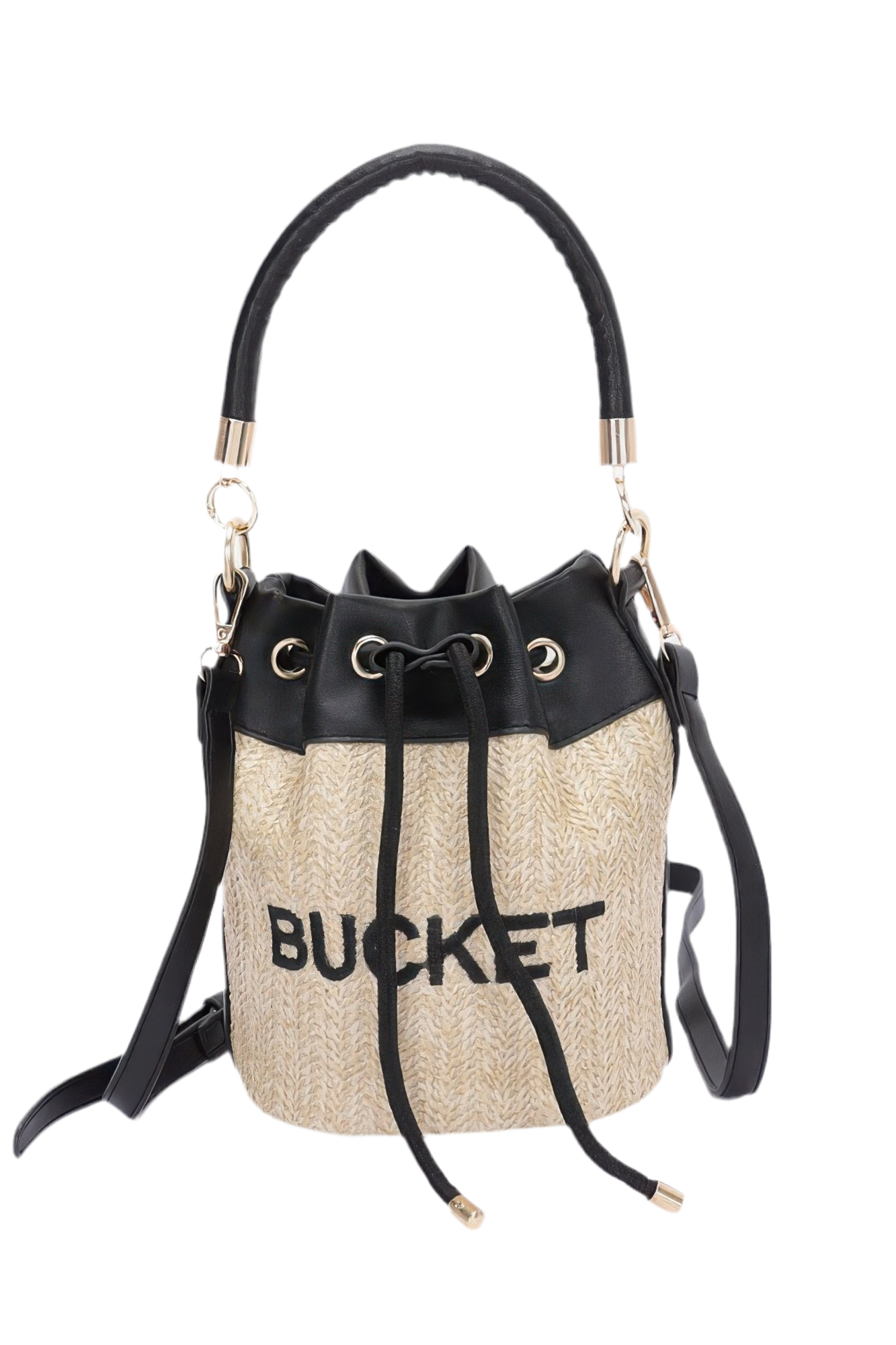 Faux Straw Bucket Bag ~ 2 Colors