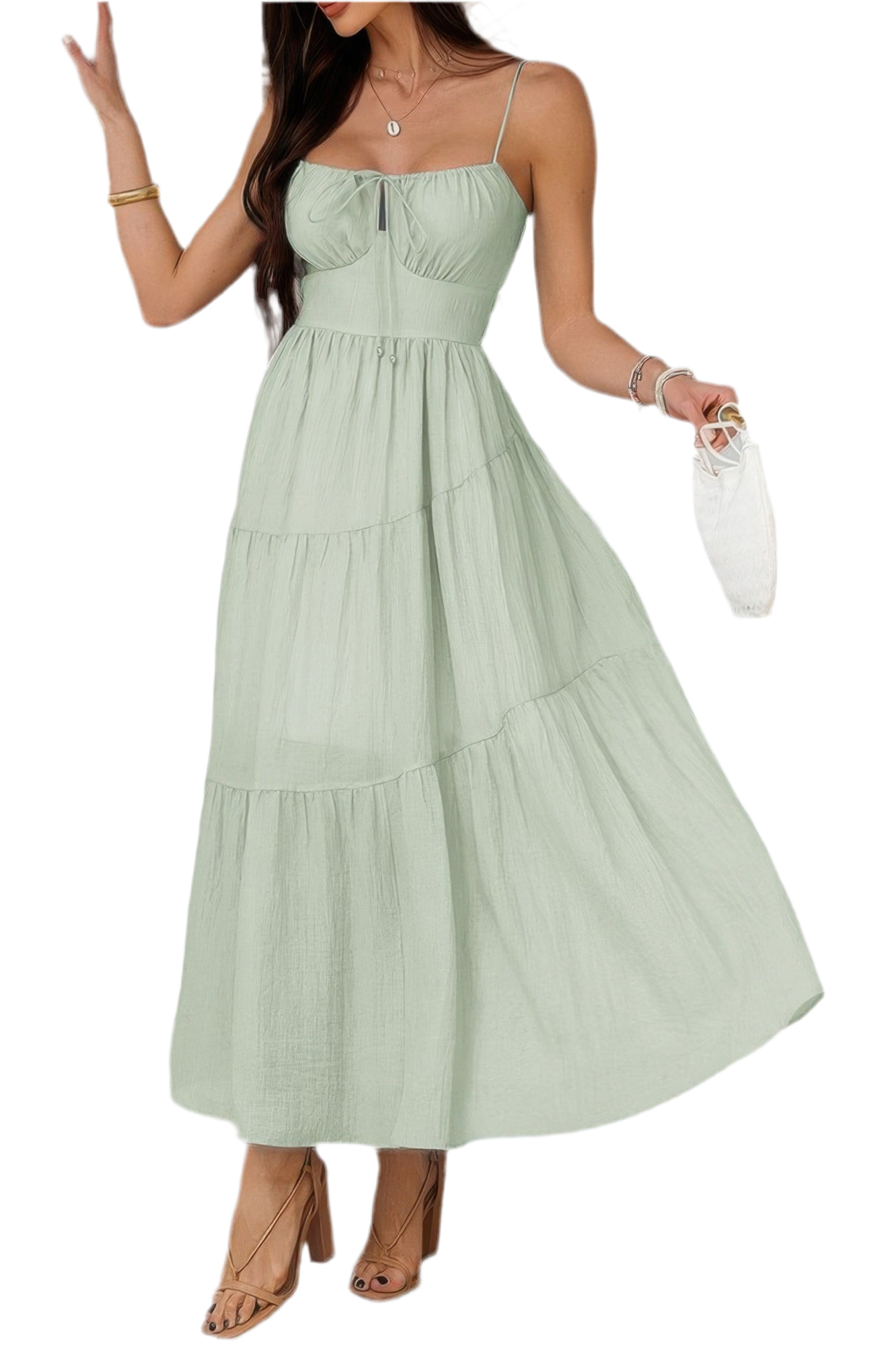 Solid Sleeveless Smocked Tiered Maxi Cami Dress ~3 Colors