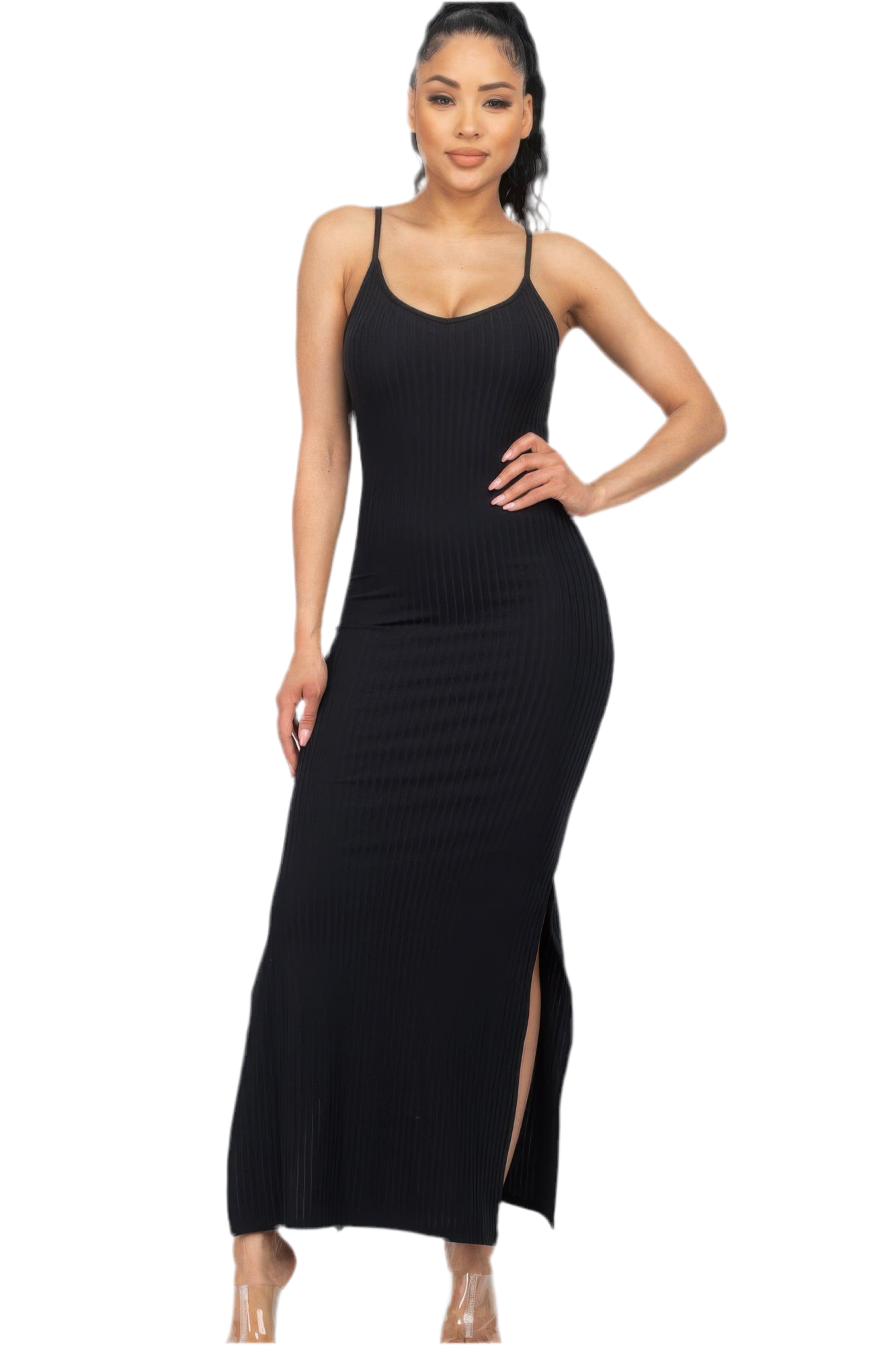 Ribbed Side Slit Long Cami Dress ~15 Colors